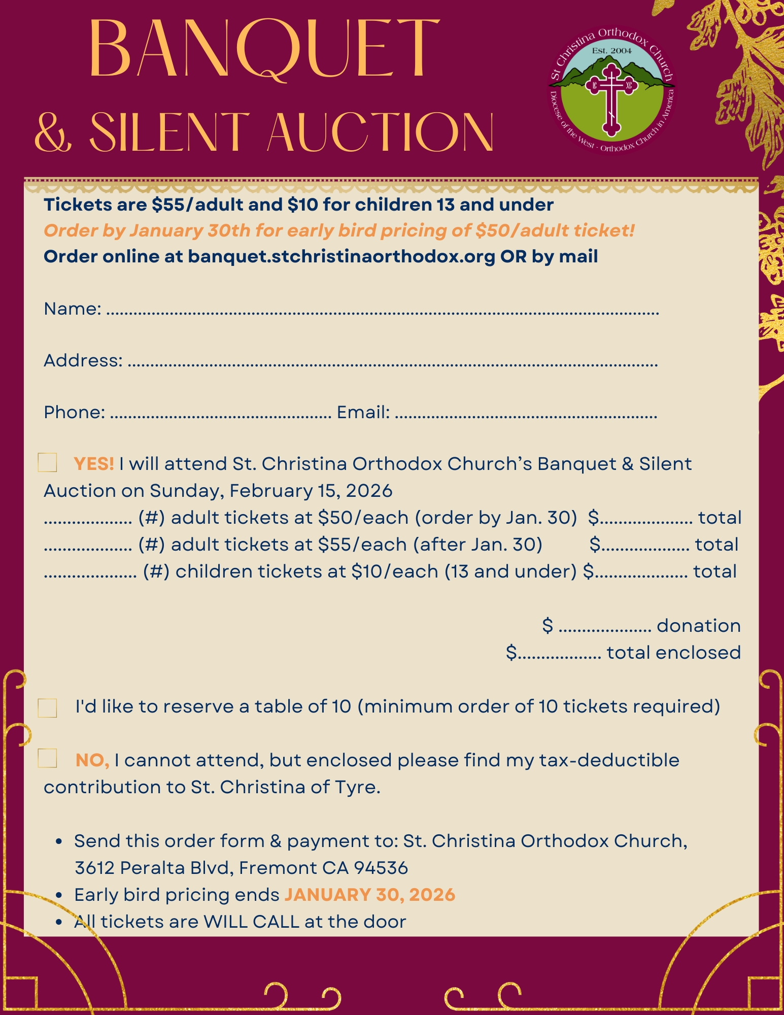 Back of 2025 Banquet Flyer